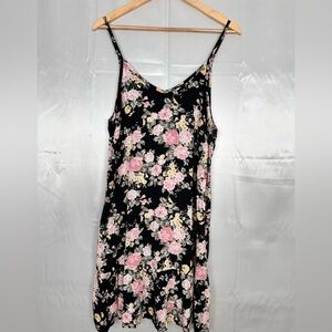 Wallflower Floral Black‎ and Pink Slip Dress Size L